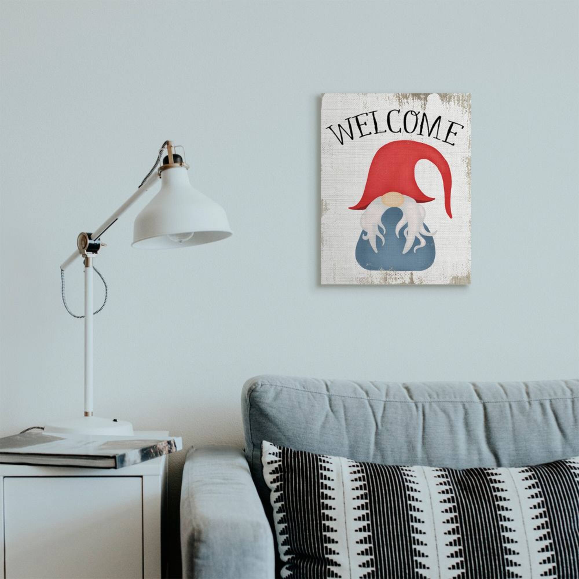 Stupell Industries Welcome Gnome Sign Mythical Garden Elf Pun Canvas Wall Art